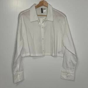White cropped button up shirt